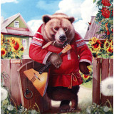 Мозаика со стразами 20х20 на рамке LM-K20248(медведь с балалайкой)