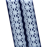 Лента декоративная репсовая(уп.25ярд) шир.25мм Кружево синий/белый