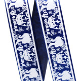 Лента декоративная репсовая на пенопласте(уп.25ярд) шир.25мм Ученица А3-038 синий/белый