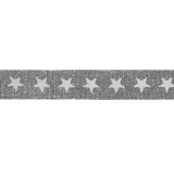 Лента лампасная (уп.45) с люрексом ш.19-20мм Звезды белые мельхиор