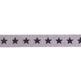 Лента лампасная (уп.45) с люрексом ш.19-20мм Звезды черные св.сиреневые