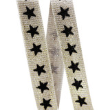 Лента лампасная (уп.45) с люрексом ш.19-20мм Звезды черные серебро желтое