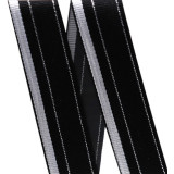 Лента лампасная репсовая (уп.50ярд) ш.25мм черный с бело/люрексными строчками