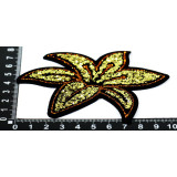 Термоапликация с глитером Лилия 95х90мм золото