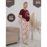 Пижама жен. Ceylan (кофта+штаны) 48-56р (прод по 5) 0906 бордо