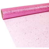 Органза с блестками 48см 5ярд розовый/розовый