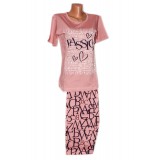Пижама жен (футболка+бриджи) 46-56р (прод. по 6) буквы розов
