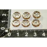 Рондель-кольцо со стазами 10мм (уп 50гр) серебро/золотистый