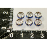 Рондель-кольцо со стазами 8мм (уп 50гр) серебро/голубой