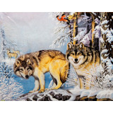 Мозаика со стразами 45х35 без рамы SEG 73440 волки