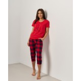 Пижама женс. Nicoletta 82517 (футболка+бриджи) (S-XL) (прод по 4) красный