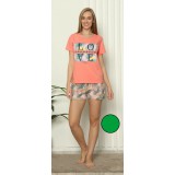 Пижама женс. Nicoletta 60122 (футболка+шорты) (S-XL) (прод по 4) серо-зеленый