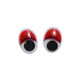 Глазки клеевые бегающ.с ресничками овальн. 12*16мм (уп.100пар) красный