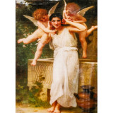 Мозаика со стразами 50х65 на рамке HA 50104 девушка и два ангелочка