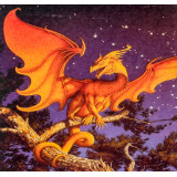 Мозаика со стразами 30х40 на рамке GLD62105 оранжевый дракон