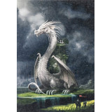 Картина рисование по номерам 20х30 RAS2469 белый дракон в поле