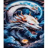 Мозаика со стразами 30х40 на рамке GLD62110 белый дракон