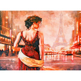 Мозаика со стразами 30х40 HА 3094 девушка в Париже