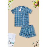 Пижама жен LIDER (рубашка+шорты) (48-56) (прод по 5) клетка голубая