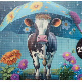 Алмазная живопись 20х20 АК-2020032 корова под зонтом