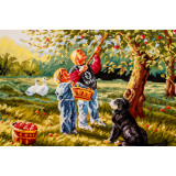 Мозаика со стразами 40х50 на рамке GB0351 дети у яблони