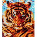 Мозаика со стразами 30х40 без рамы Ам-021 Игривый тигр