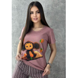 Пижама жен LIDER (футболка+бриджи) (46-56) (прод по 6) Чебурашка т.роз