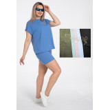 Костюм жен LOTUS (футболка+шорты) (44-54р) (прод по 6) Стразы  голубой