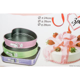 Набор из 3-х разъемных форм квадрат/круг/сердце.24/26/28см тефлон/покр.89-858 8504