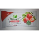 Салфетки влаж 15шт освежающие Wet Wipes Клубника *120 1681