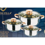 Набор кастрюль 6пр (1,9/3,4/5,8л) 5сл/дно индукц золото W2003  0631