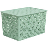 Корзинка Ромашки 14л 350х245х205мм с крышкой нефрит*12 4008