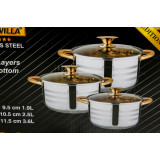 Набор кастрюль 6пр (1,9/2,5/3,6л)  KV-1042  0425