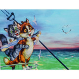 Картина рисование по номерам 40х50 RA3072 коты на корабле