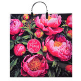 Пакет с пластиковой ручкой  40*40 Розовые пионы (прод.по 10)*100
