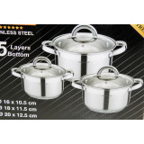 Набор кастрюль 6пр (2,1/2,9/3,9л) 5сл/дно индукц KV-2240 2404