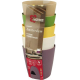 Набор горшок д/цветов Amsterdam D110мм,0,65л с прикорн.поливом 5шт микс 2 *12  3142