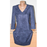 Платье прямое замша темно/синий XS