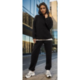 Костюм жен спорт JL б.шнурка черный XS 0627