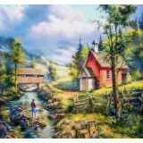 Мозаика со стразами 30x30 GLC 51564 дом у реки