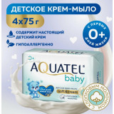 Мыло-крем твердое AQUATEL Baby 4*75гр Хлопковое молочко *24  5153