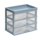 Органайзер д/мелочей 3 ящика (серо-синий/прозрачный) *4 258*178*225 мм 6019