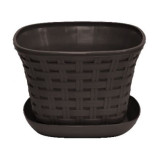 Кашпо д/цветов квадратное Ротанг 1,2л с поддоном (Венге)*22 4633