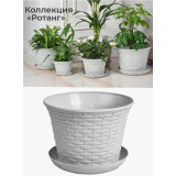 Кашпо д/цветов круглое Ротанг 2,1л с поддоном (Серый)*18  4725