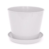Кашпо д/цветов круглое 4,3л с поддоном (белый)*16  6552