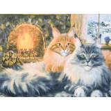 Мозаика со стразами 50х65 на рамке LMZ 5081 коты у камина