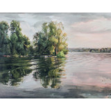 Мозаика со стразами 50х65 на рамке LMZ 5080 река в лесу