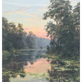 Мозаика со стразами 50х65 на рамке LMZ 5091 река в лесу