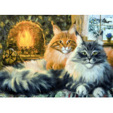 Картина рисование по номерам 50х65 LMZ 5064 коты у камина
