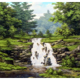 Картина рисование по номерам 50х65 LMZ 5088 водопад в лесу